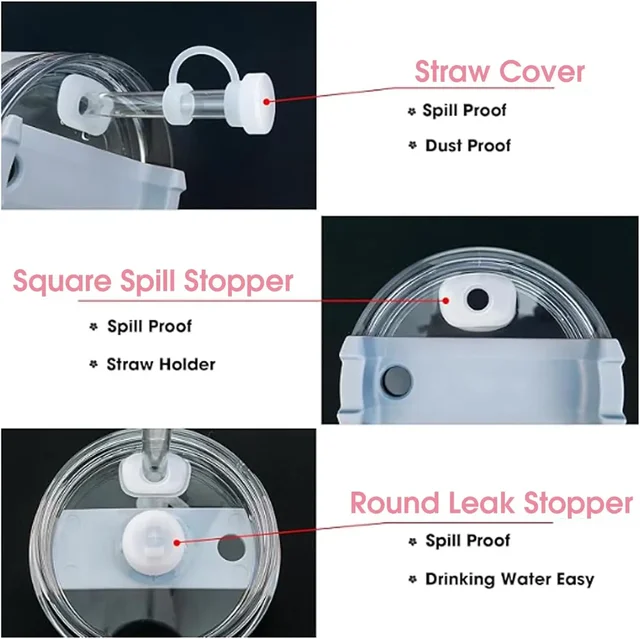 9PCS Cup Accessories Set Water Bottle Handle Strap Coin Purse Silicone Cup Boot Straw Cover for Stanley Cup 30oz & 40oz Tumbler 5