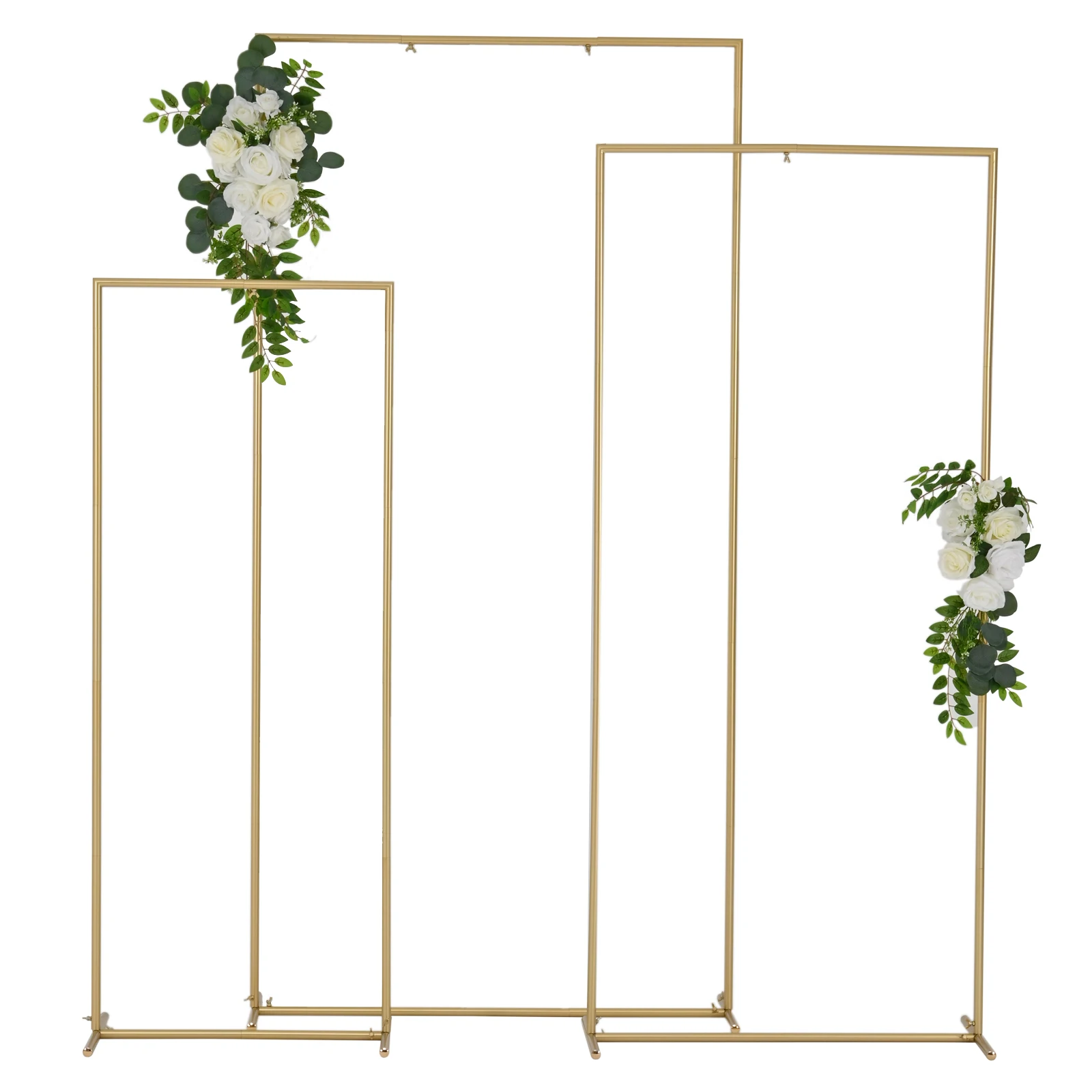 3 Sets Square Wedding Arch Backdrop Stand for Wedding Ceremony (6.6FT,5.9FT,4.9FT)