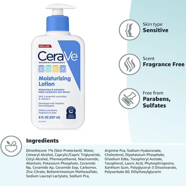 Deep hydration and nourishing care with Original Cerave Baby Moisturizing Lotion
