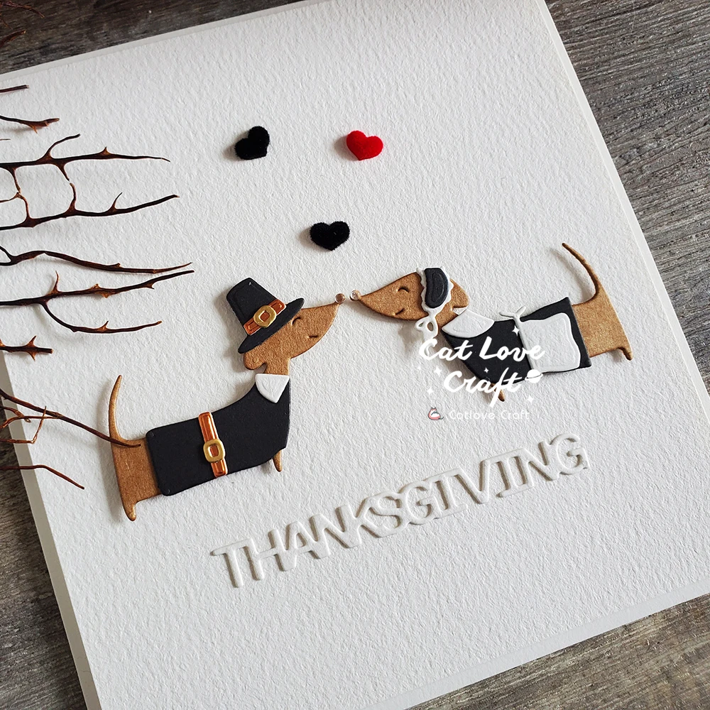 Catlove 추수 감사절 소시지 개 동물 금속 절단 다이 스크랩북 스텐실 다이 컷 카드 만들기 DIY 공예 엠보싱 새로운 다이