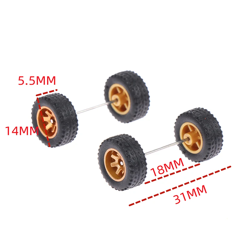 1Set DIY Racing Vehicle Toys 1:64 Car Wheels For Rubber Tire With Wheel Axle Model Modified Part 3