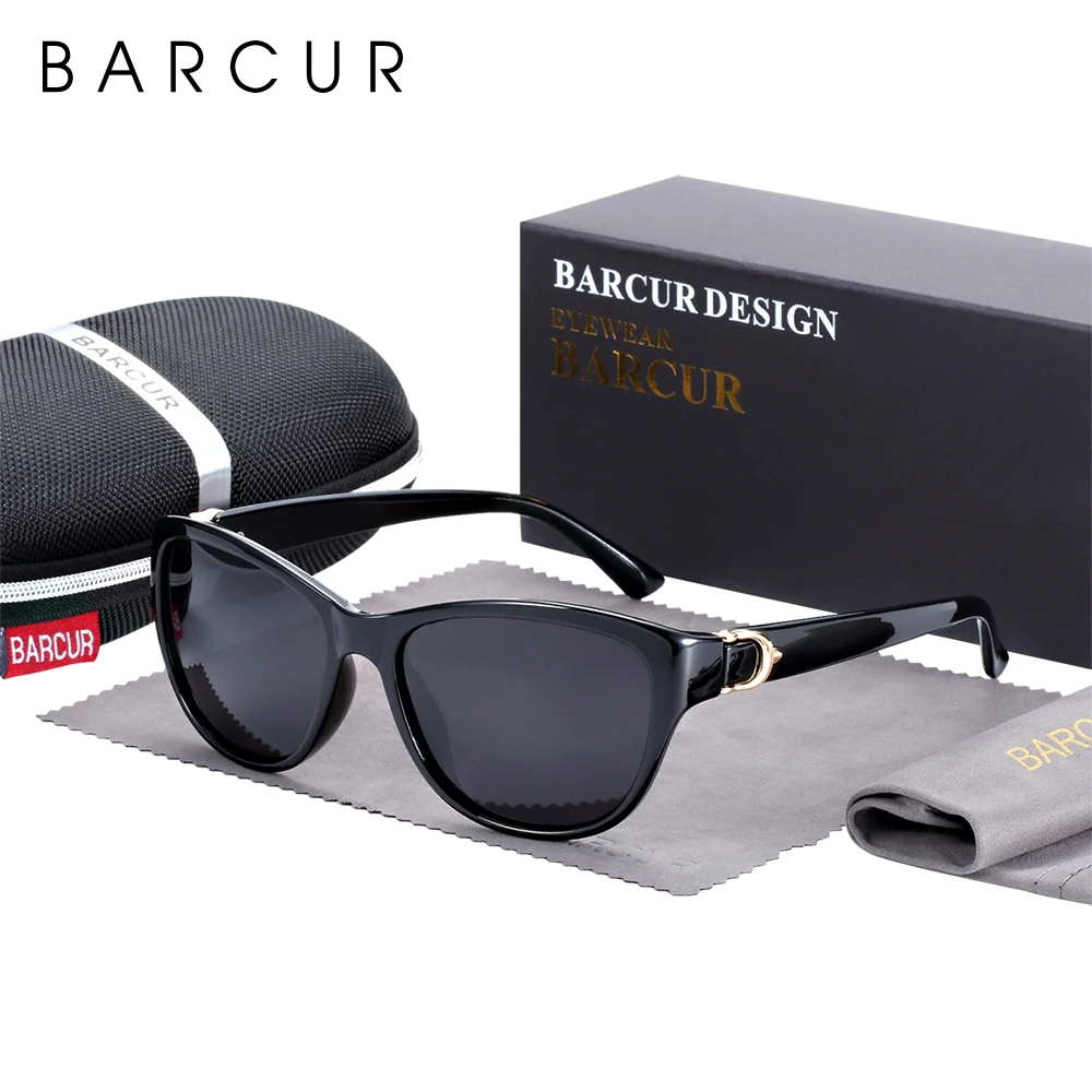 BARCUR TR90 Signore occhiali da sole Gradiente UV400 Occhio di Gatto Occhiali Da Sole Polarizzati occhiali da sole lunette de soleil femme