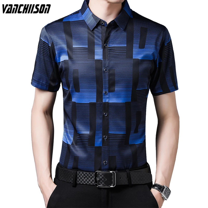 

Men Casual Shirt Tops Short Sleeve for Summer Gradient Patchwork Retro Vintage Turndown Collar Male Fashion Clothing 00873