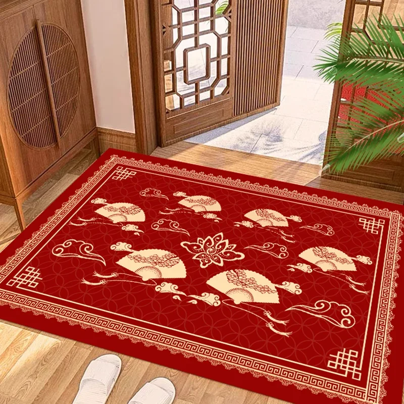 New Chinese Style Festive Red Carpet Living Room Sofa Bedroom Study Kitchen Entrance Door Mat Non-slip Home Decoration Rug