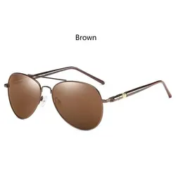 Luxury Aviator Polarized Sunglasses - Unisex Designer Metal Eyewear with UV400 Protection (209(Brown))