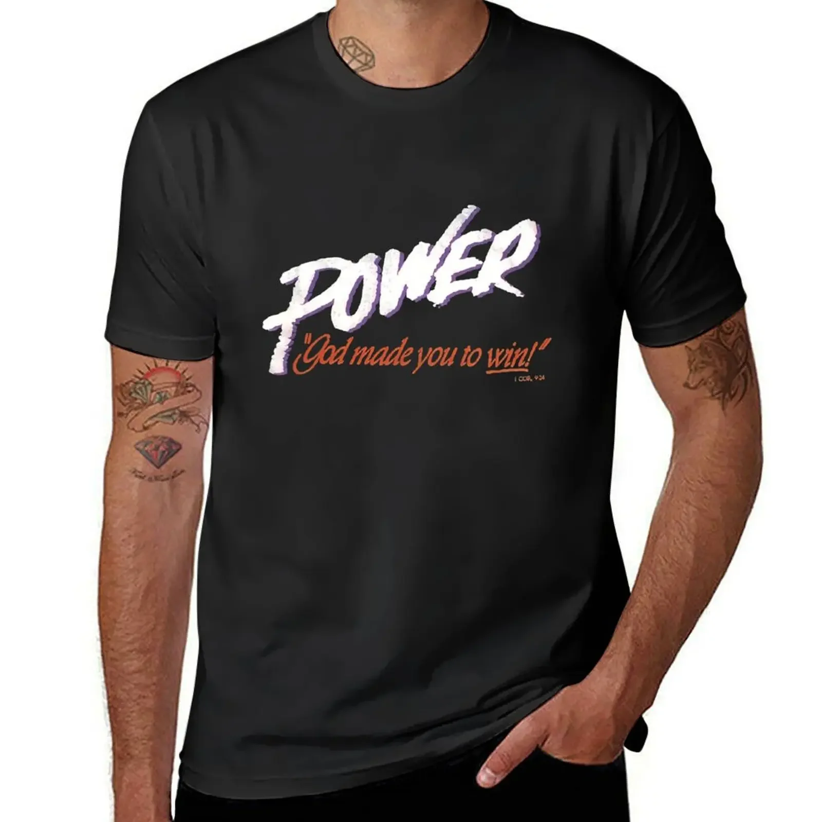 Футболка с надписью «POWER God Made You to Win»