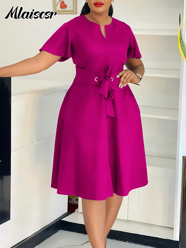 Mlaiscsr فساتين متوسطة الحجم للسيدات برقبة على شكل...