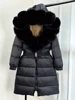 Janveny New Natural Thick Warm 90% White Duck Down Coat Long Winter Jacket Women Real Big Fox Fur Collar Belt Loose Puffer Parka 4