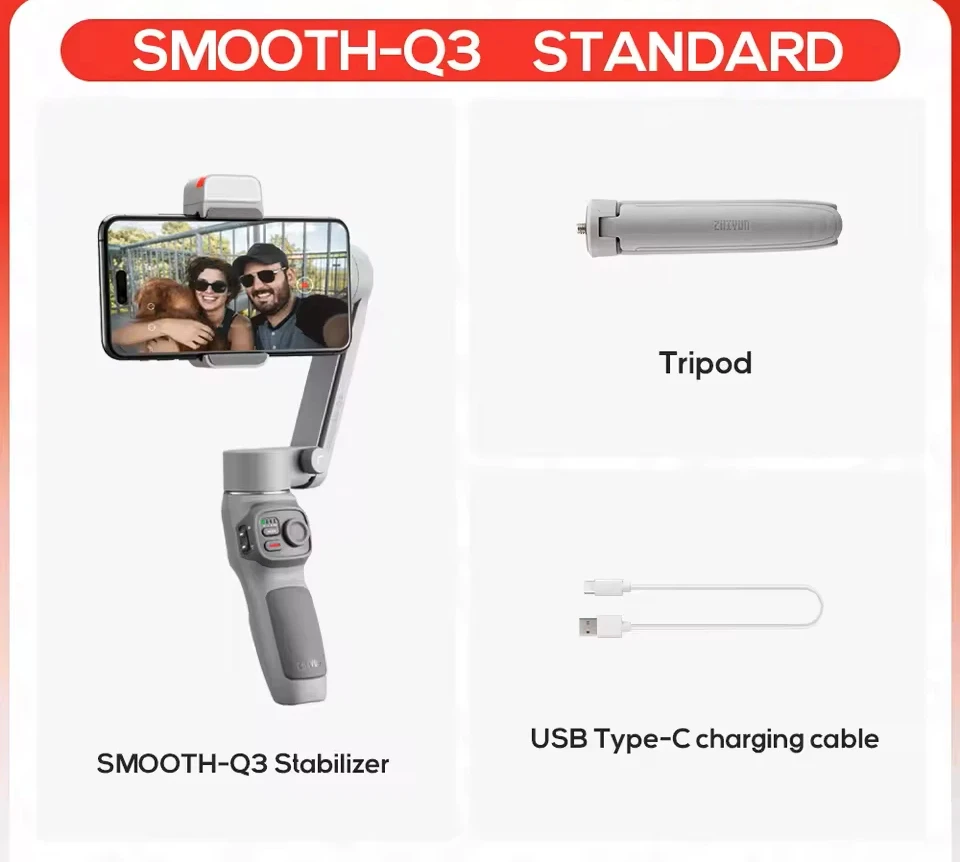 ZHIYUN SMOOTH Q3 Gimbal Smartphone 3-Axis Phone Gimbals Portable Stabilizer  for iPhone 17 pro max/Xiaomi/Huawei - AliExpress