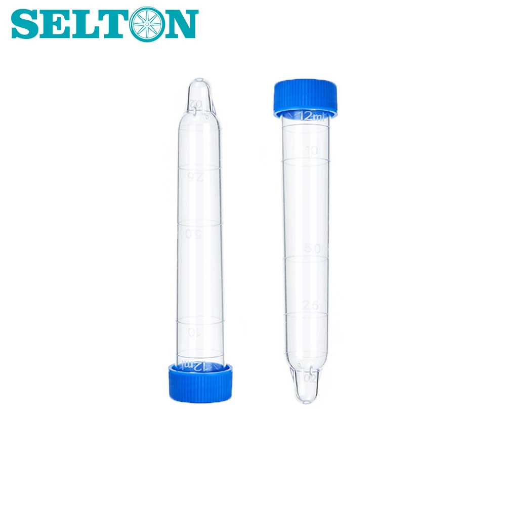 Urine Sediment Stest Tube 12ml Screw Plastic Cover With Scale Transparent Convex Bottom Urine Test Physical Examination