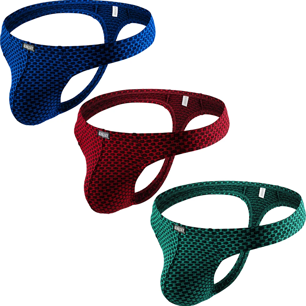 iKingsky Men's Stretch Bulge Thong Sexy Tback Underwear Stretch Sporty