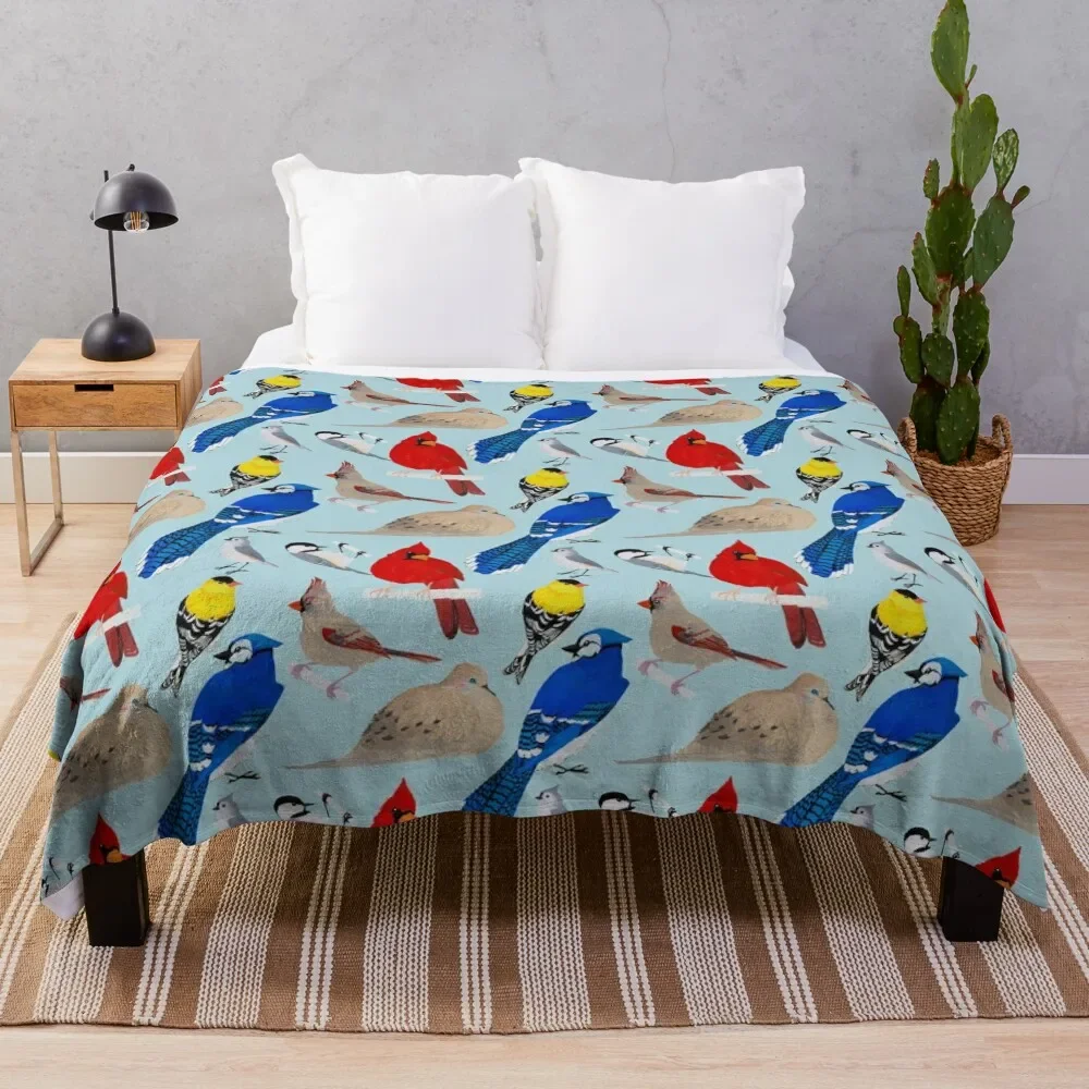 

Feeder Birds Throw Blanket warm winter Travel Blankets