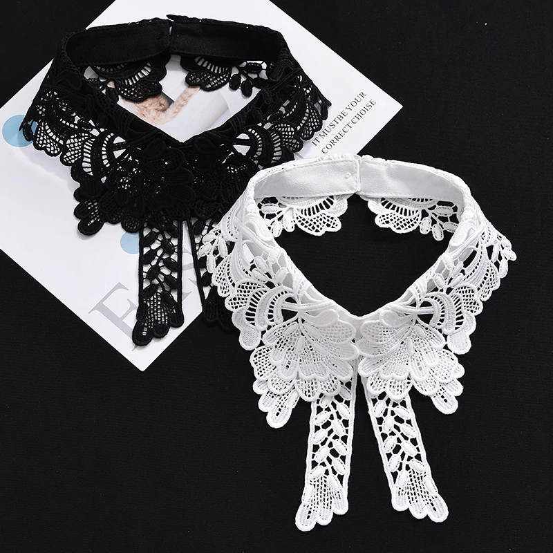 

White Lace Neckline Fake Collar Women Detachable Collars for Women False Collar Woman Lolita Lapel Shawl Wrap Decoration Tie