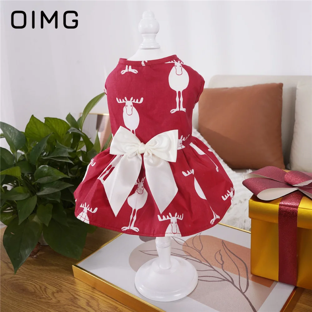 

OIMG Autumn Winter Pet Elk Skirt Small Dogs Christmas Dress Cat Dog 2023 New Product Decoration Bichon Schnauzer Yorkies