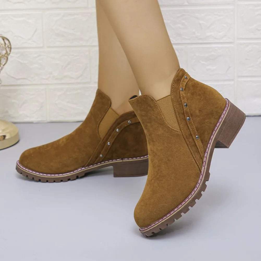 Women'S Boots Promotion Women Shoes Thick Heel Thick Soled Short Boots Fashionable One Foot Outdoor Casual As Tendencia 2025