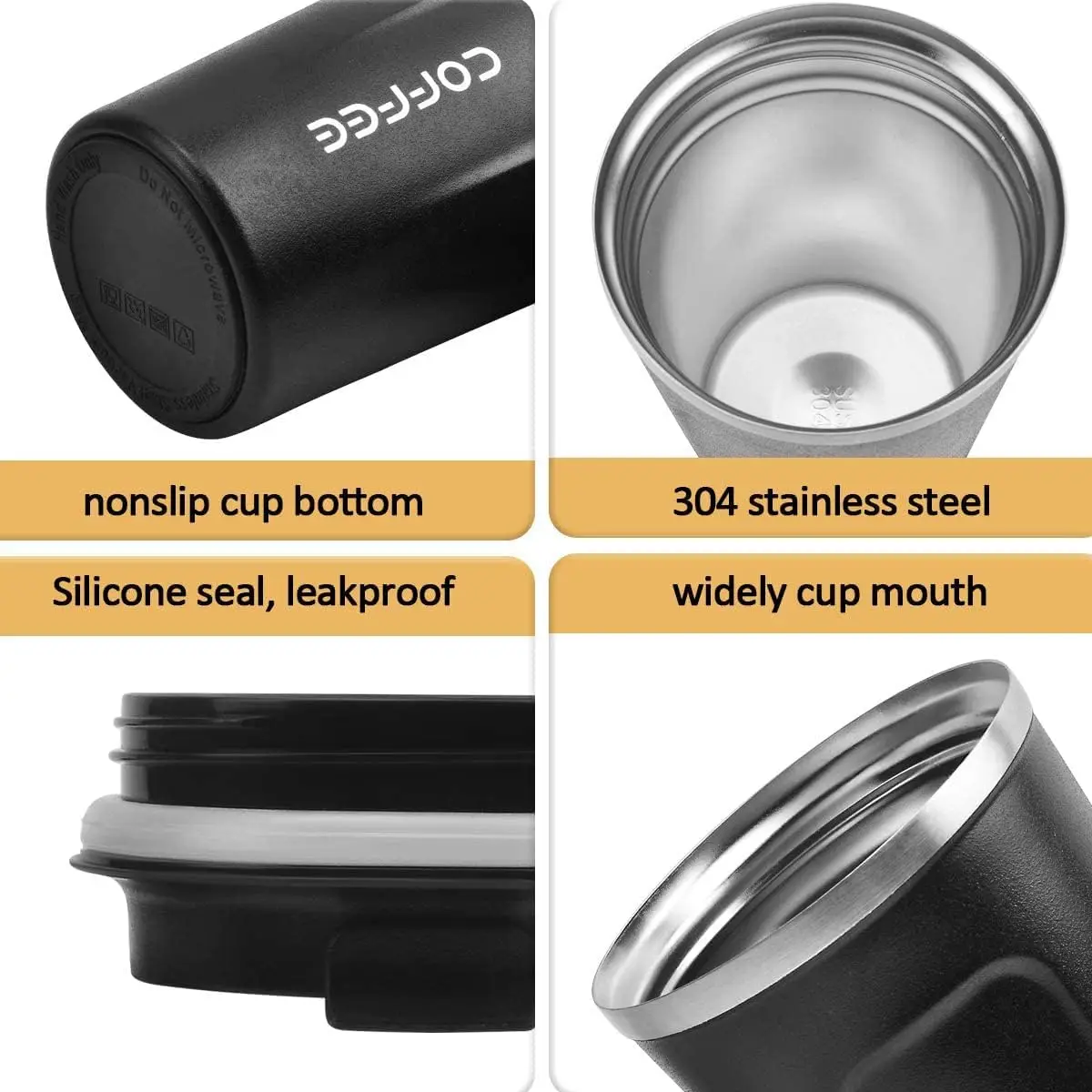 510ML Travel Coffee Mug Spill Proof with Seal Lid Insulated Eco-friendly  Drink Flavors Drinking Stainless Steel Coffee Cup - AliExpress