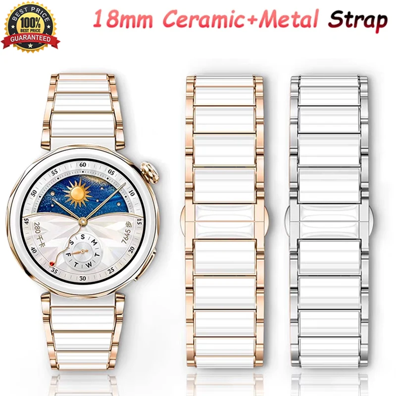 Elegant 18mm Ceramic Strap for Smartwatch - Premium Wristband Accessory