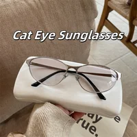 Lunettes de soleil rétro yeux de chat, monture métallique, photographie de rue, tendance, résistantes aux UV, Protection solaire pour voyage en plein air, UV400 1