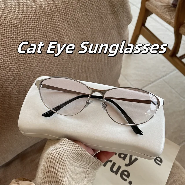 Lunettes de soleil rétro yeux de chat, monture métallique, photographie de rue, tendance, résistantes aux UV, Protection solaire pour voyage en plein air, UV400 1