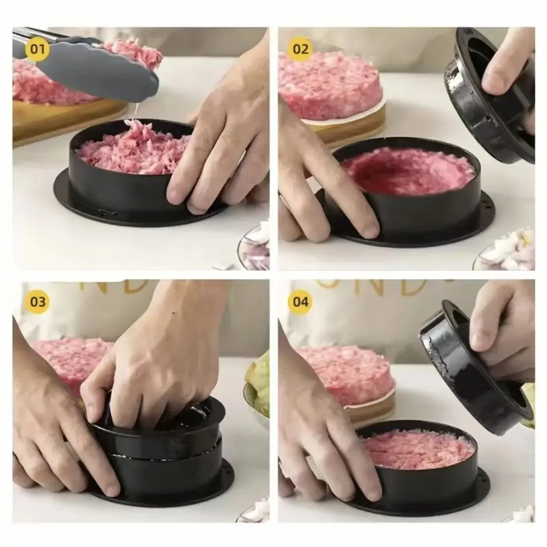 Hamburger Meat Press Maker ABS Round Shape Non-Stick Stuffed Burger Patties Beef Grill Pie Press Mould Maker Hamburguesas Molde
