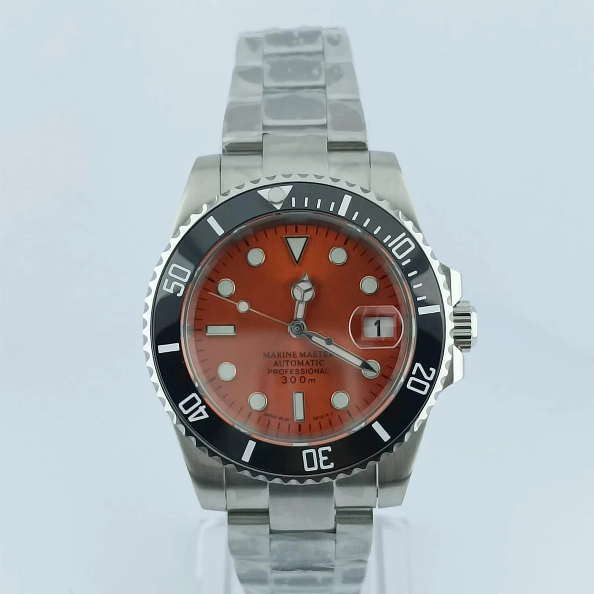 NH35 무브먼트에 적합한 시계 다이얼, NH35 40mm 케이스, 28.5mm 녹색 발광 사파이어 유리 스테인리스 스틸 케이스