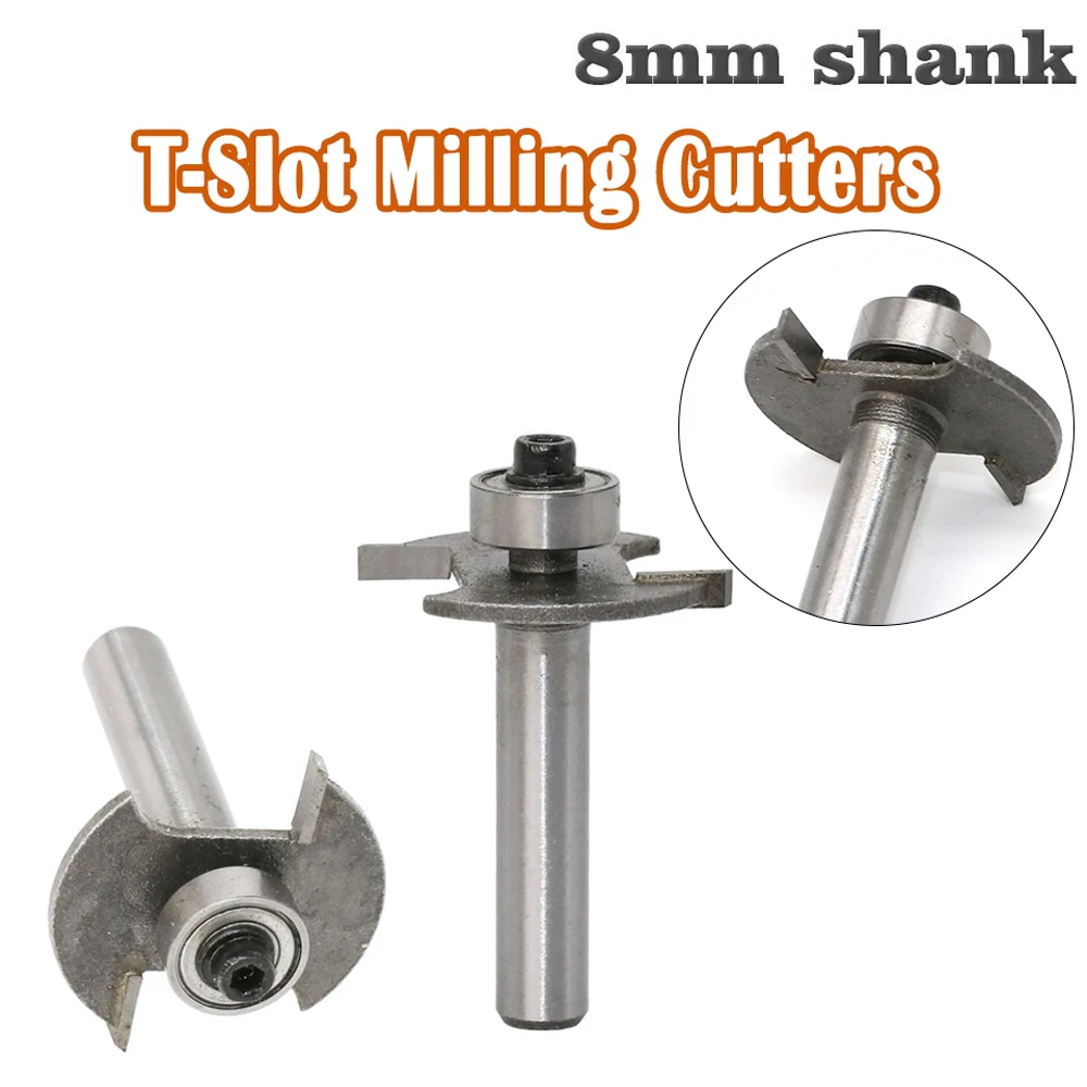 

8mm T-Slot Milling Cutters 8-Handle Ball T Knife Slotting Router Bit Cutter Wood Working Drilling Tool Carpenters Must-Have Tool