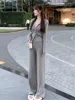 Women Fashion Slim Knitted Tracksuits 2 Piece Set Autumn Winter Casual Hooded Zip-up Short Coat Trousers Outfits Femme Clothing 1