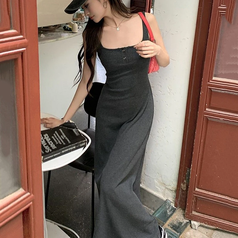 Black Spaghetti Strap Style Long Maxi Dress for Women