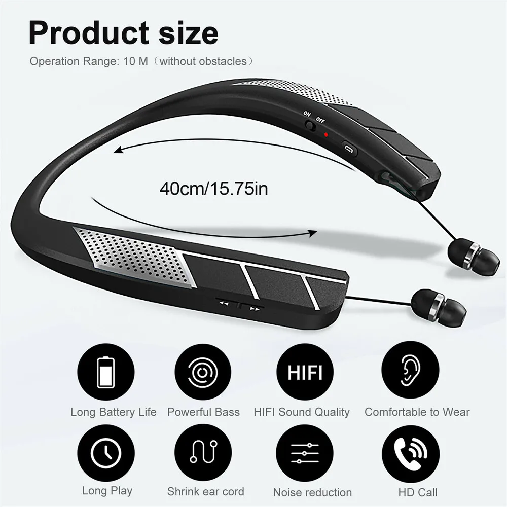 LZ-6 Wireless Earphone Bluetooth 5.0 Neckband Headset Earbuds With Speaker Headphone Waterproof Sport Headset With Microphone