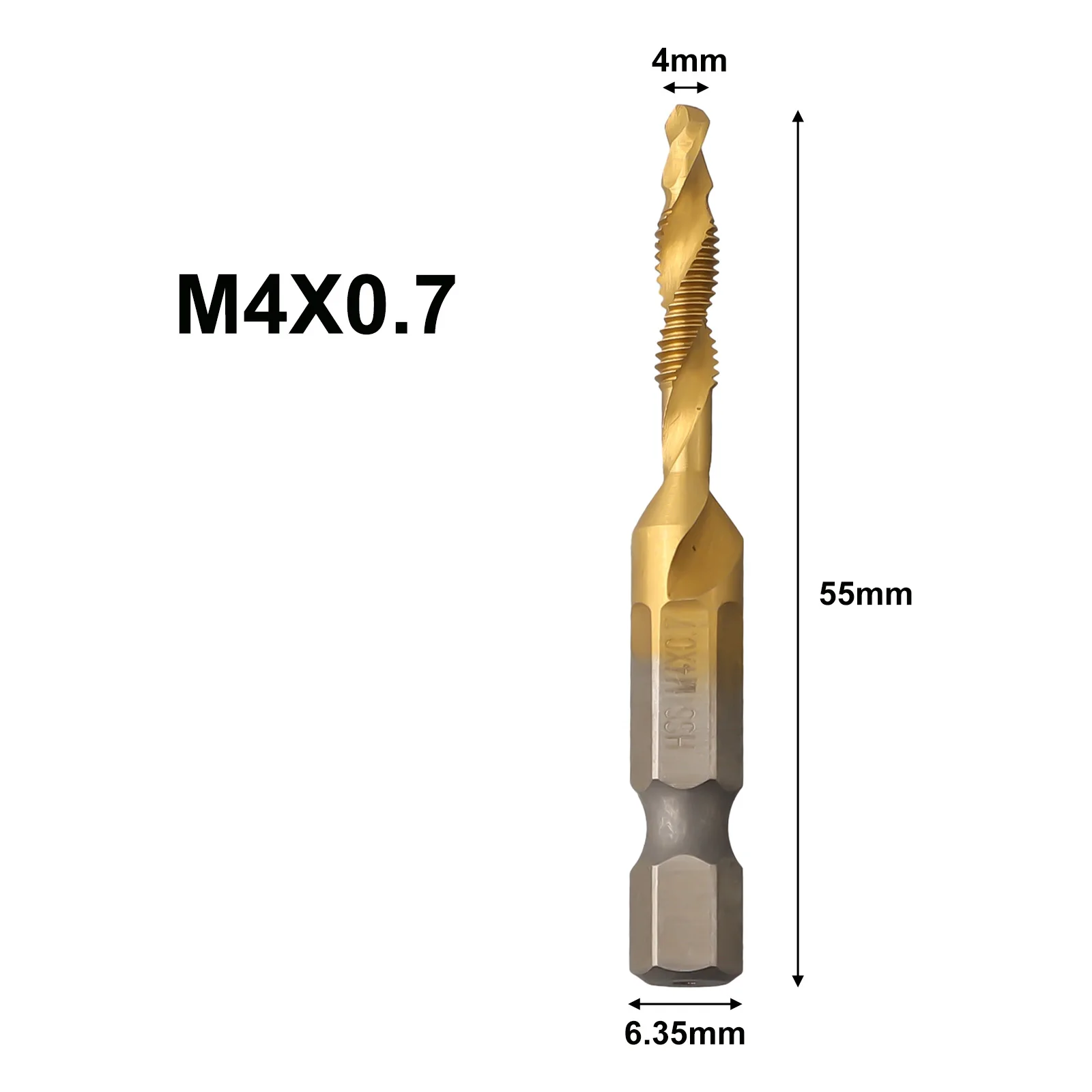 

1pc Tap Drill Bit Hex Shank Plated Thread Metric Tap HSS Screw Drill Compound Tap M3 To M10 For Wood Plastic Aluminum