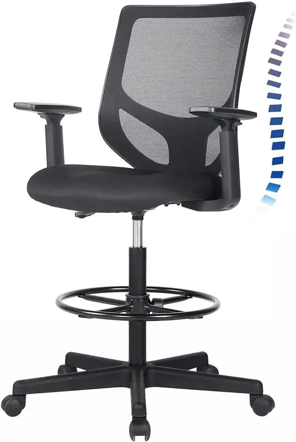 

Tall Office Chair, Drafting Chair, High Adjustable Standing Desk Chair, Ergonomic Mesh Computer Task Table Chairs with Adjustabl