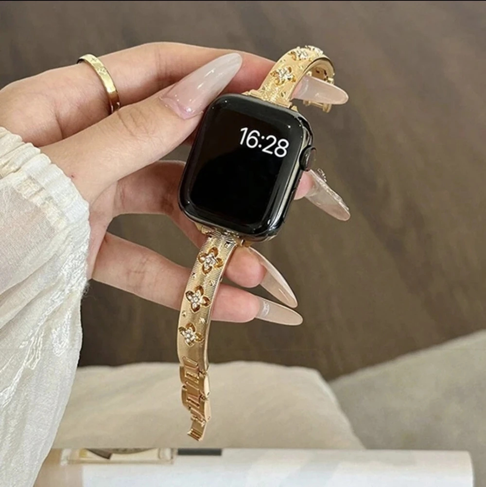 Elegant Gold Stainless Steel Bracelet Link Watch Band Strap