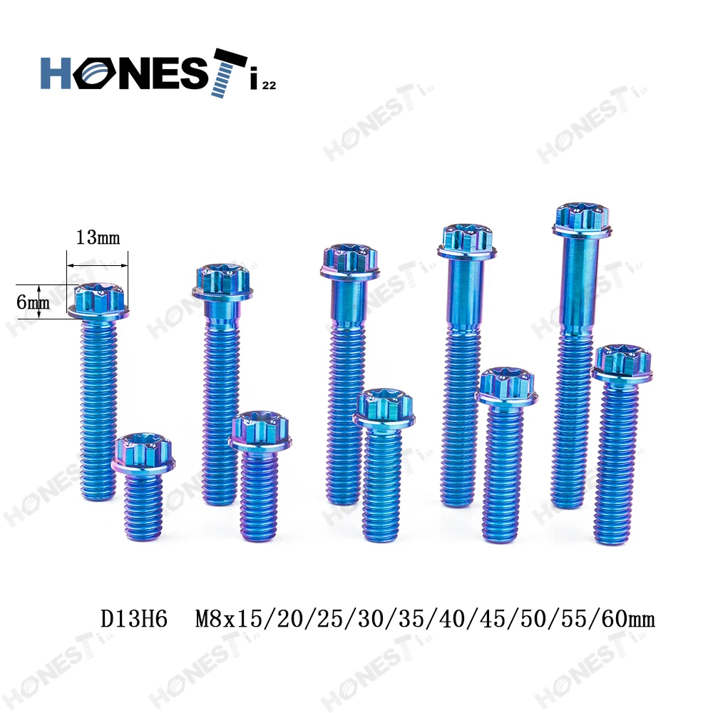 HONESTI22 Gr5 Titanium Bolts 1.25P M8X45/50/55/60mm CNC Small head screws ForMotorcycle Brakes modification