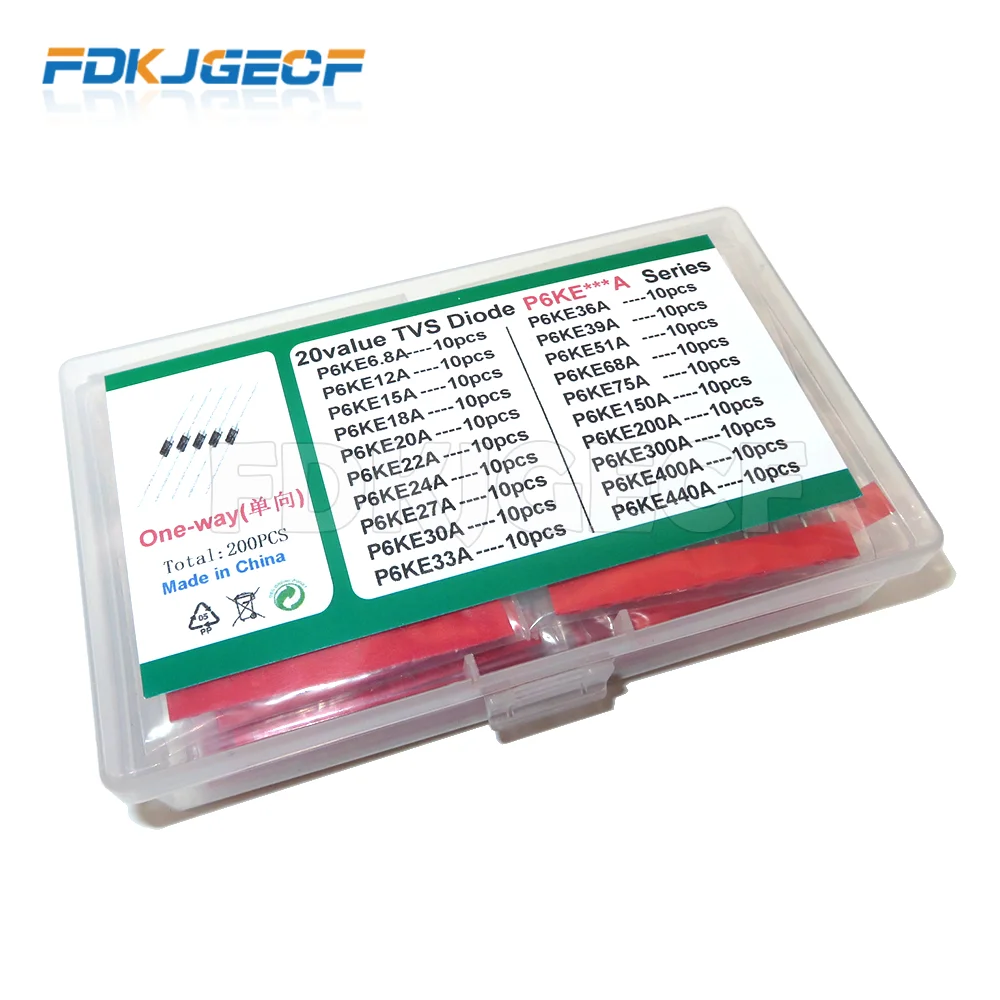 20 Valori * 10 Pz = 200 Pz Kit Transistor Tvs P6Ke6.8A/Ca 12/15/18/20/22/24/27/30/33/36/39/51/68/75/150/200/300/400/440/A/Ca Diodo