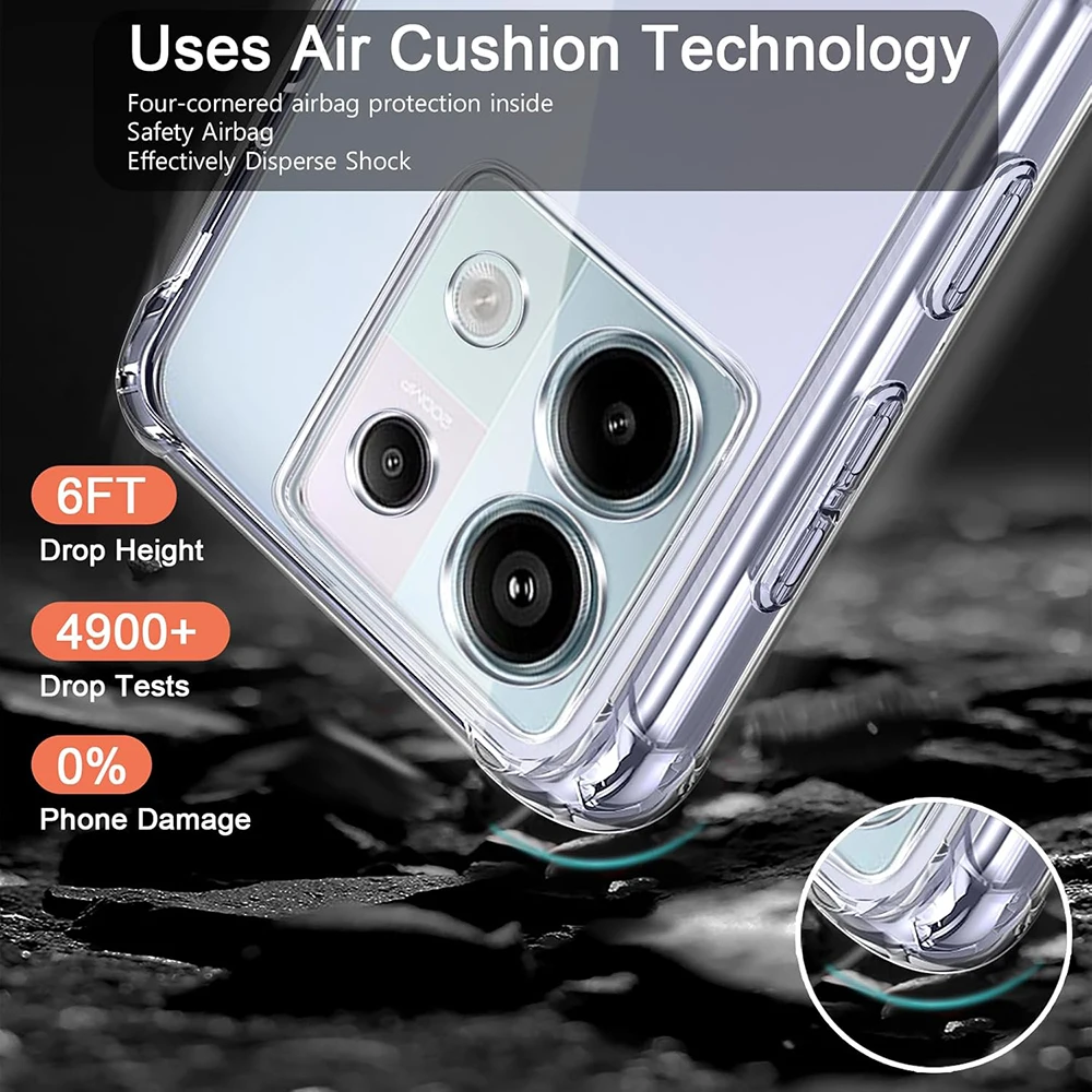 Coque en silicone antichoc avec airbag pour Xiaomi Redmi Note 13 12 Pro Plus Pro+ 13c 12c 4g 5g Ultra Tnin Soft Back Cover Clear Shell_voghion.com