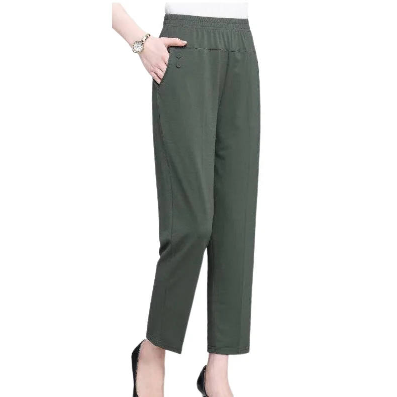 

Womens Temperament Versatile Pants Elderly Solid Color Casual Trousers Suitable for Going Shopping Wea