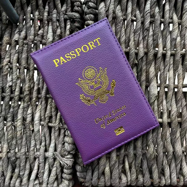 Personalised leather USA Passport Cover Customized Travel Passport holder American Wallet Covers for Passports us passport plum