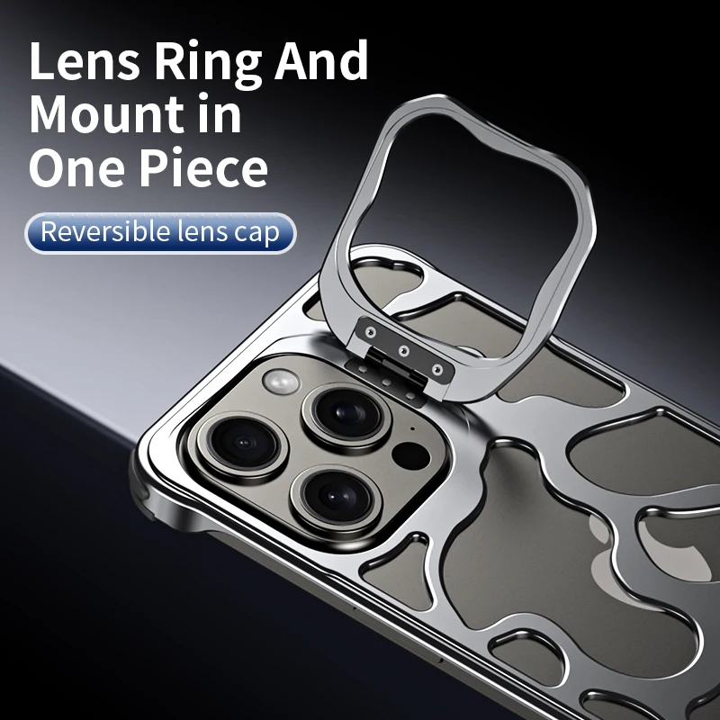 Titanium Aluminum Alloy Case For iPhone 15 14 13 Pro Max Cooling Cloud Shape Metal Holder air bag Anti Drop Protection Cases