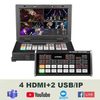 멀티캐스트 라이브 스트리밍 비디오 믹서 스위처, 라이브 방송 스위치보드, HDMI 4 개, USB 2 개, IP 스트림 입력, 6CH