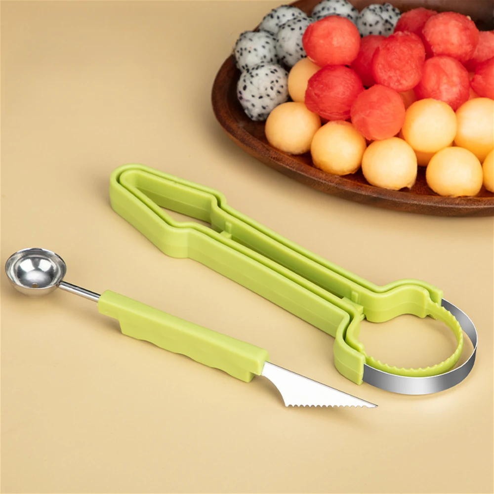 3-in-1Fruit Platter Tool Smart design Fruit Baller Pulp Remover Stainless Steel carving knife Elevate table aesthetics