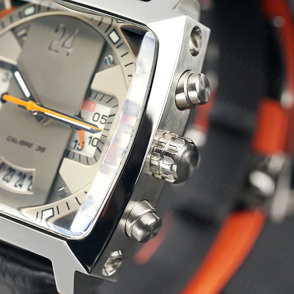 2022Fashion New Men's Color Bar Square Dial Sapphire Mirror Stainless Steel Leather Strap Sports Leisure Waterproof Quartz Watch