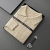 Autumn/Winter 100% Pure Goat Cashmere Knitted Sweater Men's Zipper Half Open POLO Collar Pullover  Warm Top Long Sleeved Sweater 1