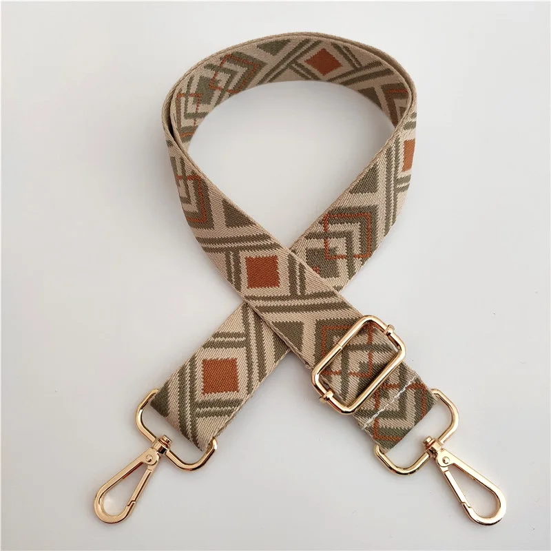 New National Style Jacquard Cotton Ribbon Replaceable Single 3.8cm Wide Long Shoulder Bag Strap Weight Reduction Accessories