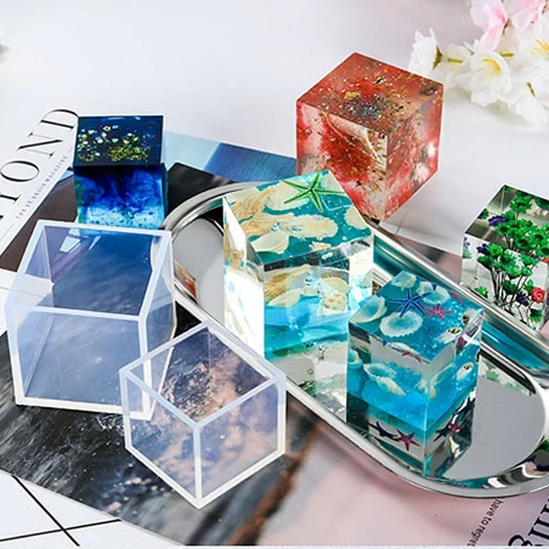 1PC 6 Size 20/25/35/40/50/60mm Mould Transparent Silicone Square Mold Epoxy Resin Molds For DIY Jewelry Making Tools