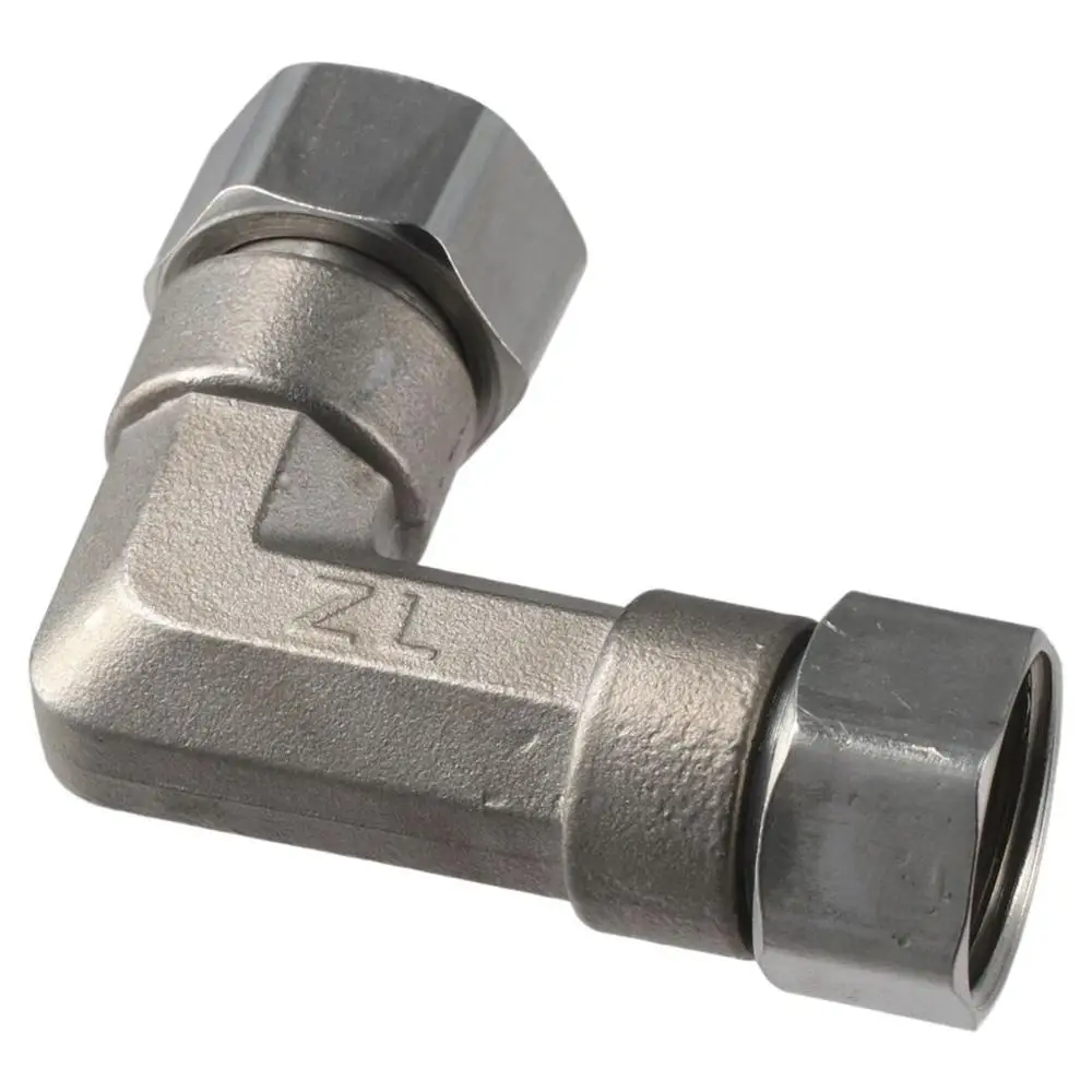 

G1/2" Movable Connector 2 Ends Silver 90 Degree Elbow Shower Arm Diverter Valve Stainless Steel Hose Connector Angled Valve