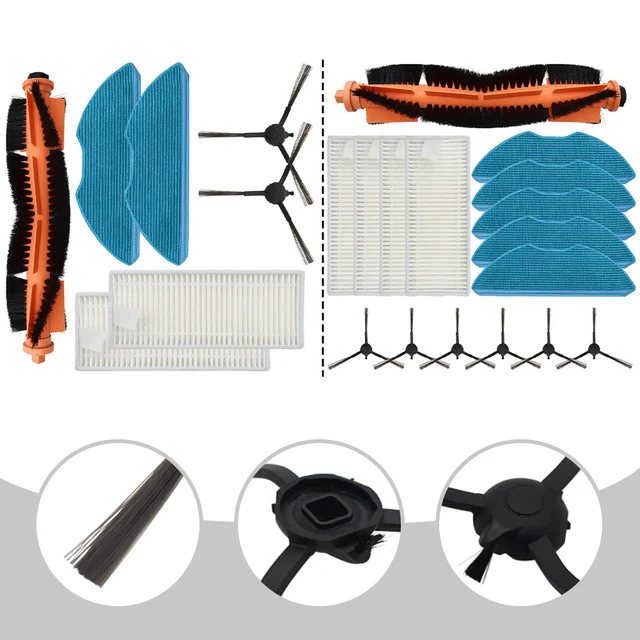 1 Set Main Brush Filters Mop Cloths Side Brushes For HomeRun