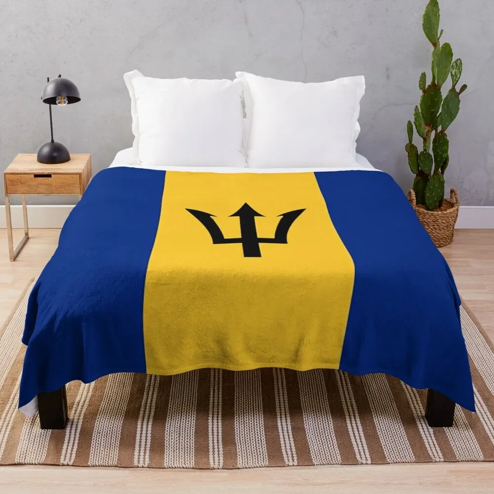 

Barbados flag Throw Blanket Fluffy Shaggy Warm Blankets
