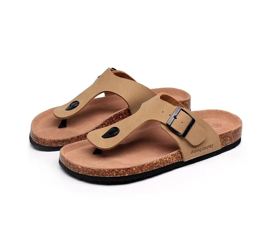 2023 New Summer Men's Cork Slippers Suede Leather Mule Clogs Women Casual Outdoor Flip Flops Corks Beach Sandals luxury sandals