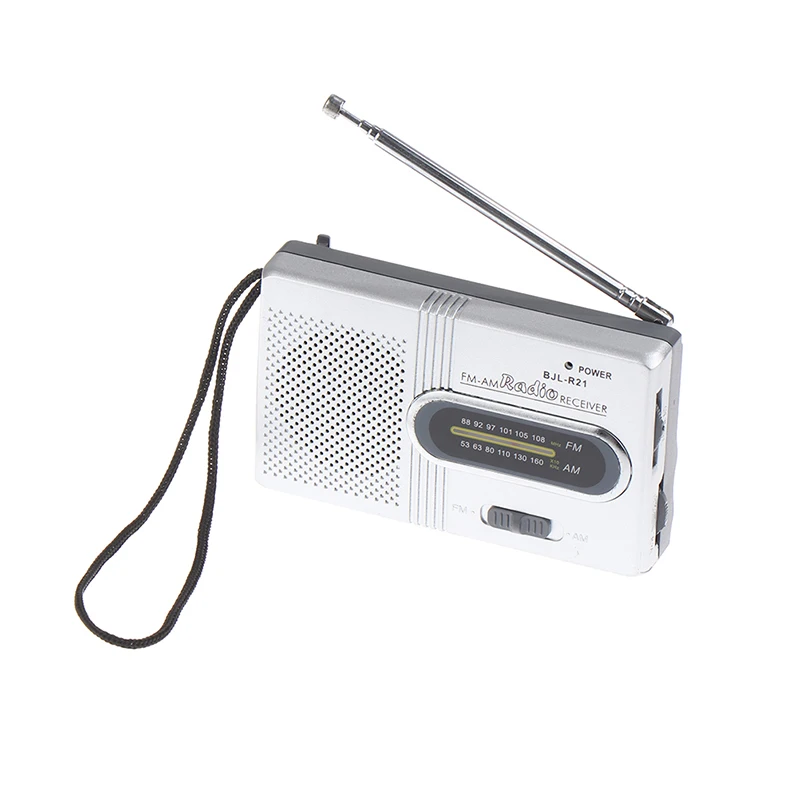 1Pc 휴대용 미니 라디오 핸드헬드 AM FM 음악 플레이어 스피커 텔레스코픽 안테나가 있는 야외 스테레오 라디오'