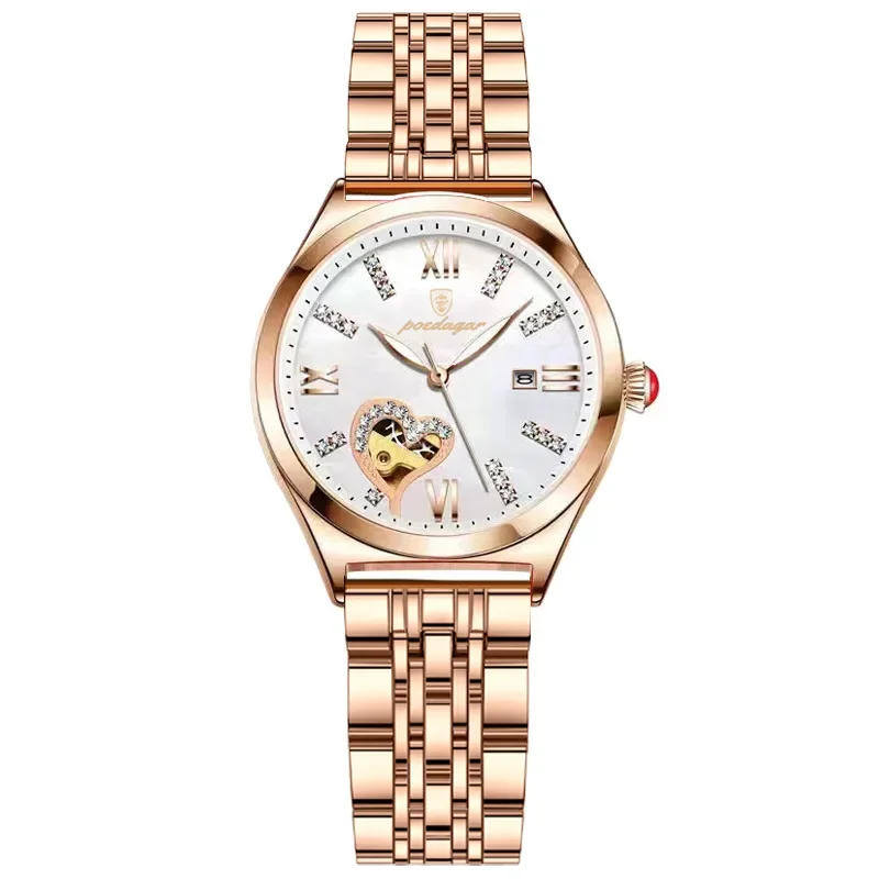 Luxury Women Watch Fashion Diamonds Love Calendar Waterproof Luminous Automatic Wristwatch for Women Students Reloj Para Mujer